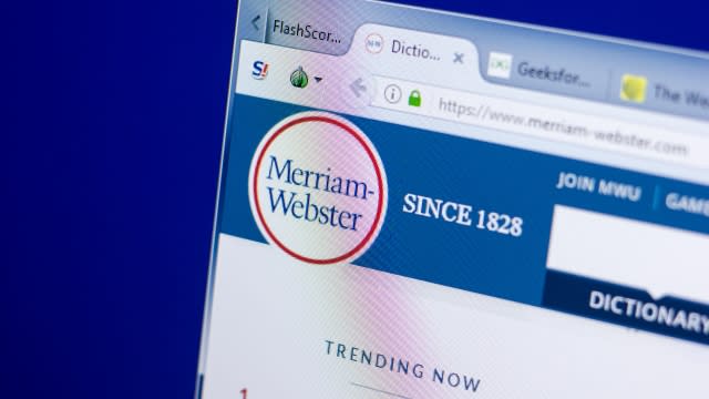 Merriam-Webster's website is shown.