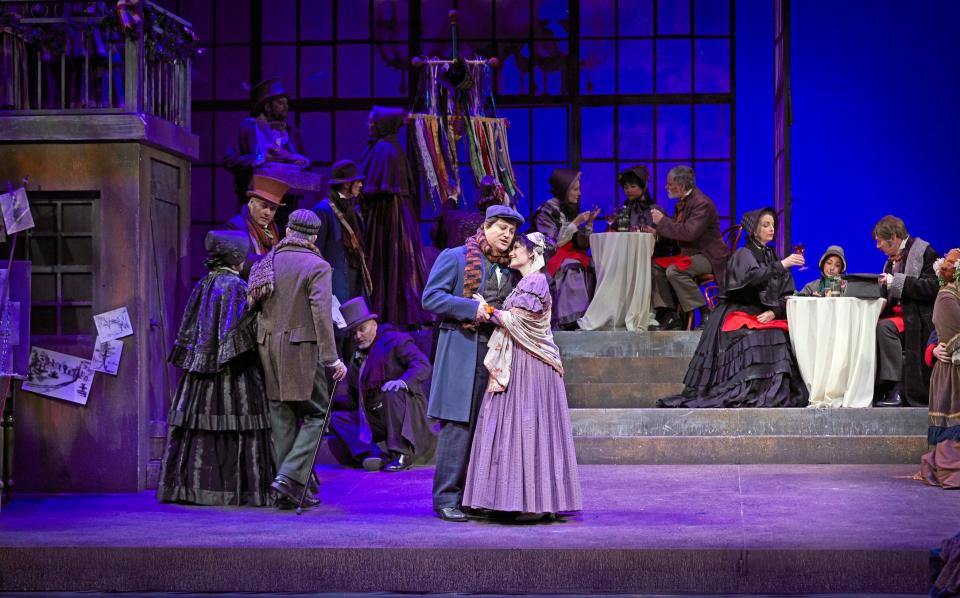 Cincinnati Opera will open its 2022 summer festival on June 18 with the Calgary Opera’s production of “La Boheme.” Seen here are Antoine Belanger and Miriam Khalil. But the Cincinnati Opera staging will feature a different cast.