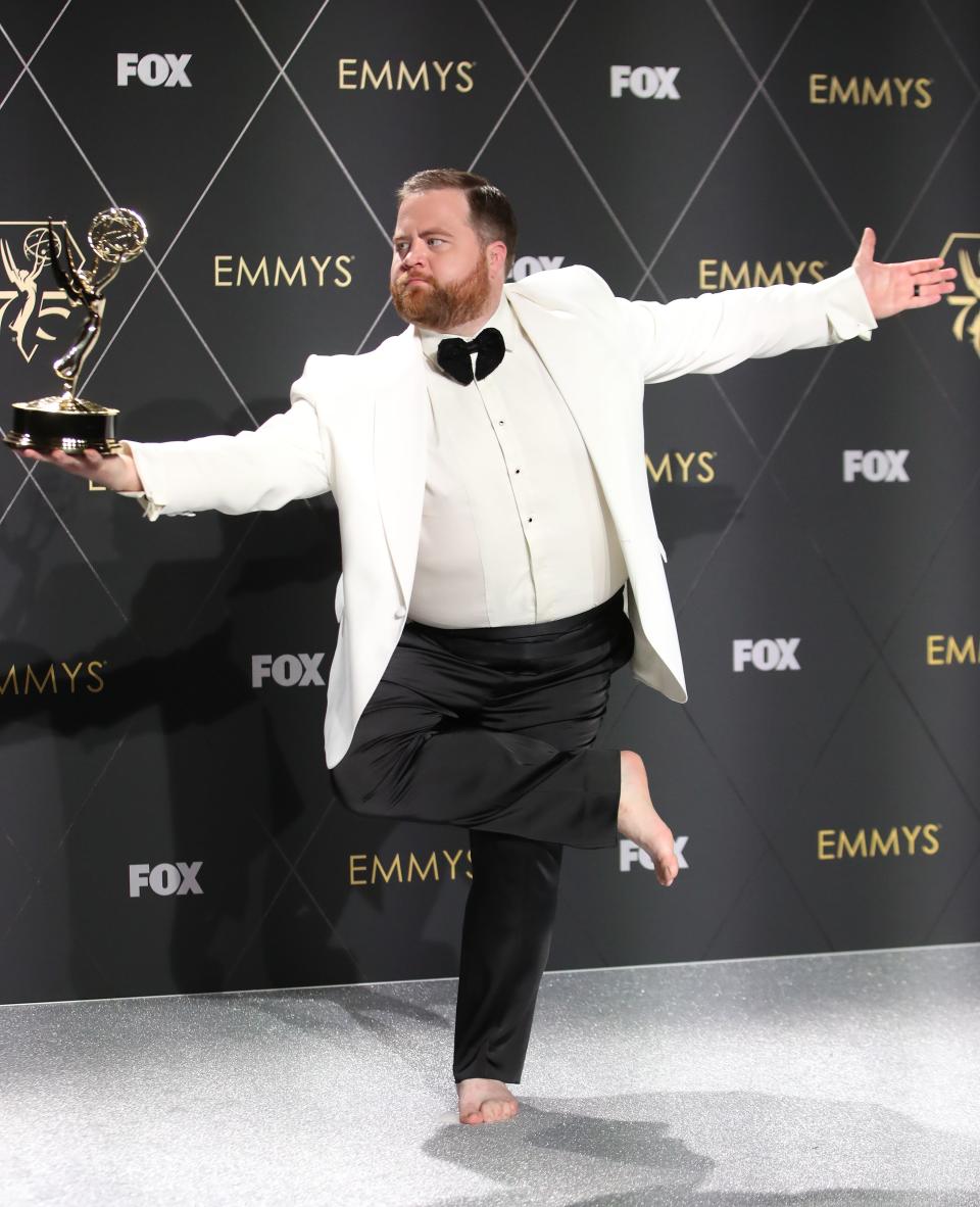 Paul Walter Hauser, shown after winning an Emmy for his performance in "Black Bird," reportedly has signed up to play Chris Farley in a planned big-screen biopic about the former "Saturday Night Live" star and Madison native.