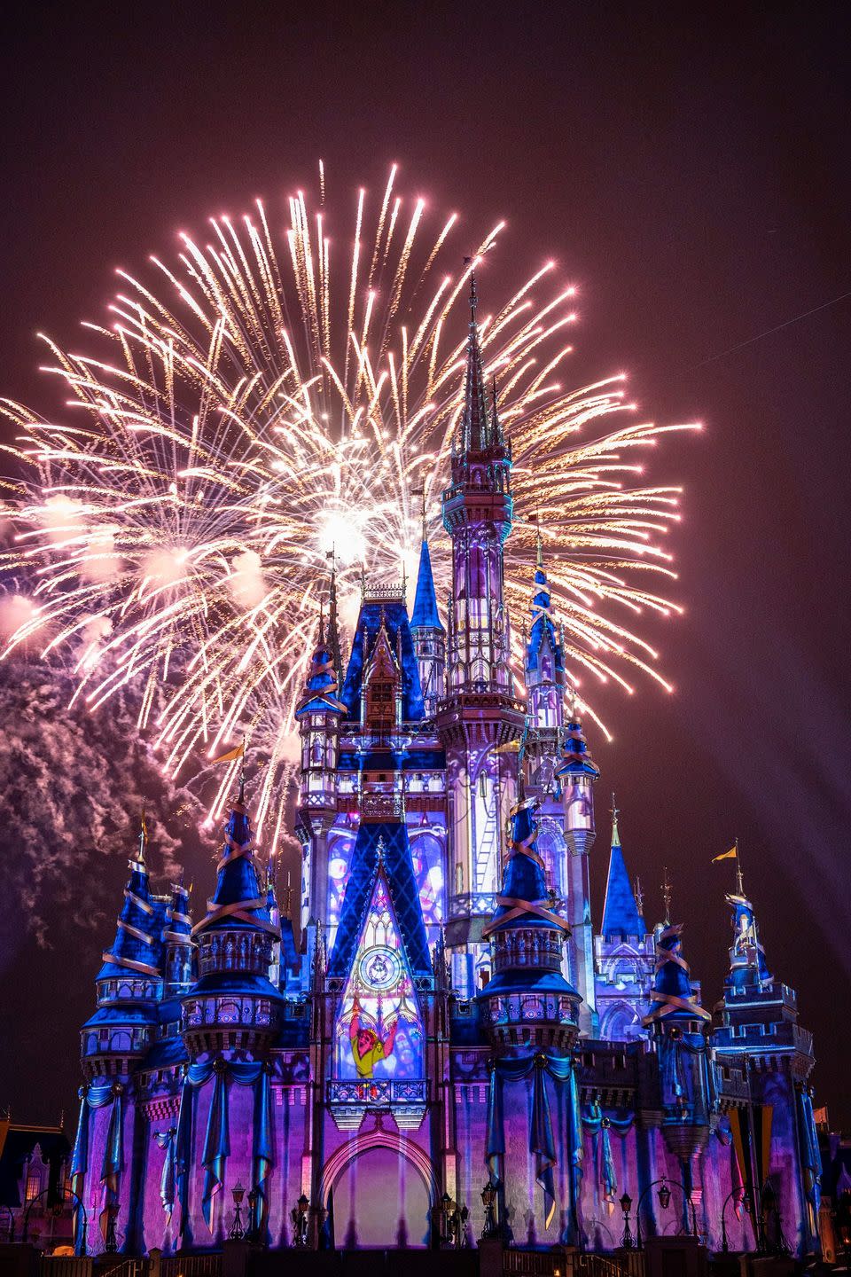 happily ever after presented by pandora jewelry lights up magic kingdom park in lake buena vista, fla with fireworks, lasers, lighting and projection effects featuring a story that captures the heart, humor and heroism of favorite disney films