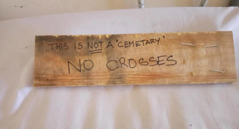 The boy’s family have been left heartbroken to find the message, left 23 years after the cross was placed at the accident site. Source: Justyn Louise/Facebook