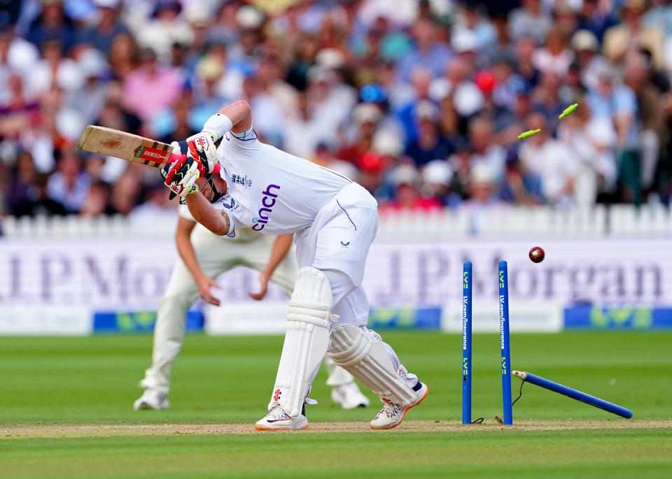 Mitchell Starc bowls Ollie Pope in the Ashes.