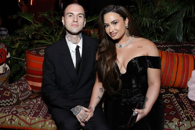 <p>Stefanie Keenan/VF24/WireImage for Vanity Fair</p> Jordan Lutes and Demi Lovato