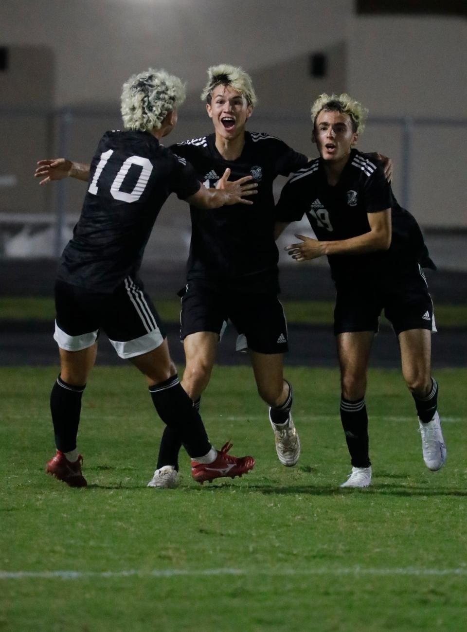 The Mariner High School boys soccer team defeated Cape Coral Wednesday evening, February 1, 2023 to win the Class 5A District 11 championship. Mariner won with a final score of 3-0.