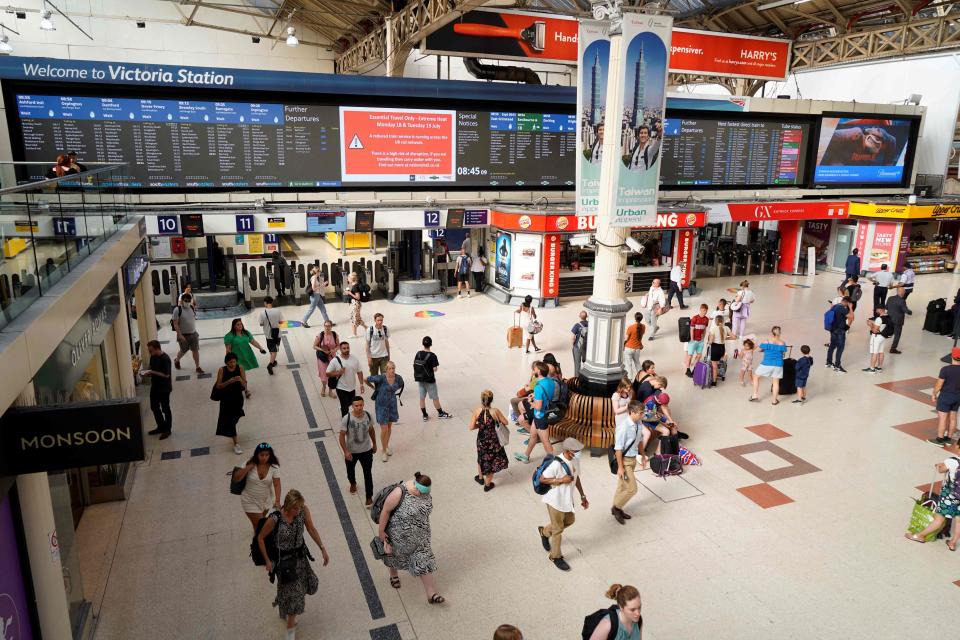 London Victoria station was relatively empty during the morning rush hour on Monday (AFP/Getty)