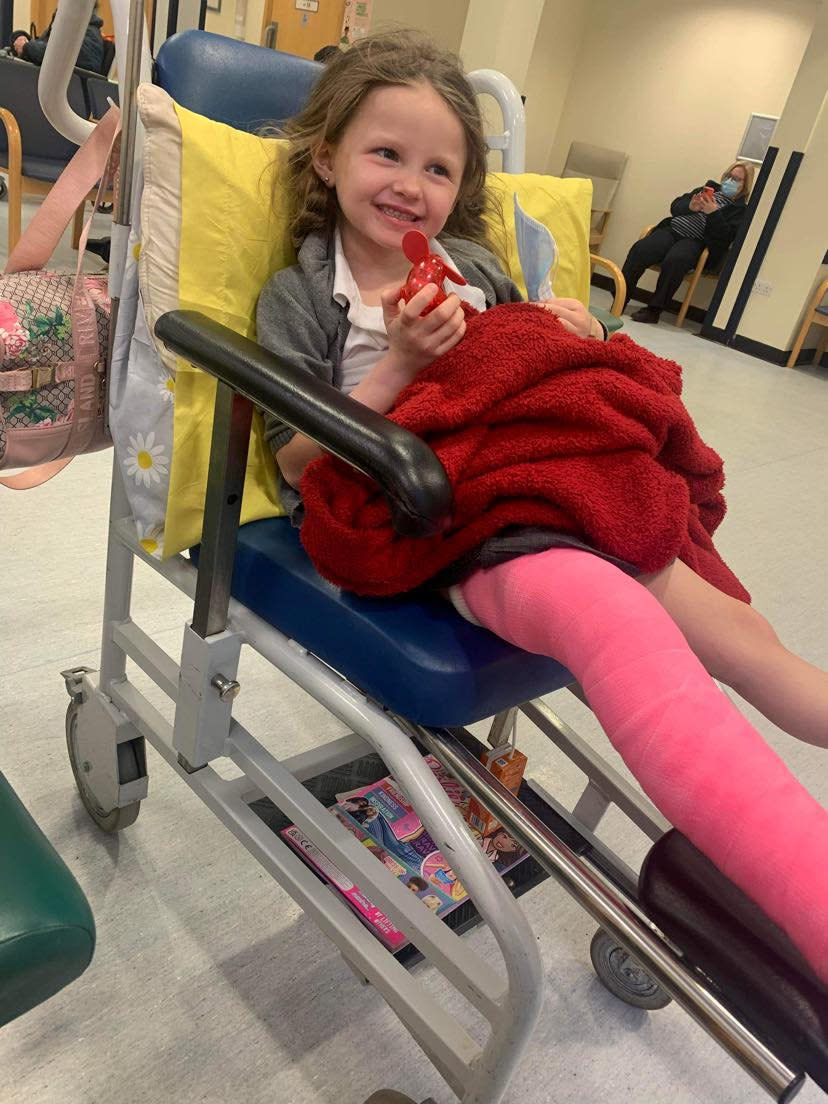 Millie Schofield was left screaming in pain with a broken leg after she was dubbed a 'drama queen' by teachers despite saying 'I heard my leg crack'. (SWNS)