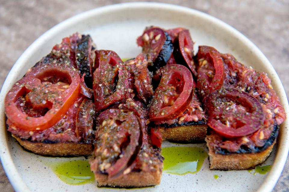 Pan con tomate with local tomatoes and sherry at Milton's in Black Mountain.