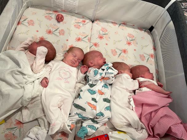 PHOTO: Adalyn, Everleigh, Malley Kate and Magnolia are identical sisters and Jake is their fraternal brother. (Courtesy of Haylee Ladner)