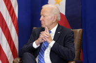 President Joe Biden listens as he meets with Philippine President Ferdinand Marcos Jr., Thursday, Sept. 22, 2022, in New York. (AP Photo/Evan Vucci)