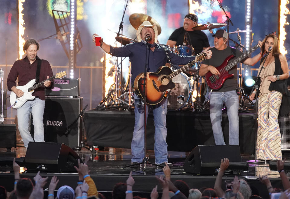 FILE - Toby Keith performs a medley at the CMT Music Awards on Wednesday, June 5, 2019, at the Bridgestone Arena in Nashville, Tenn. Keith, the Country music singer-songwriter has died. A statement posted on his website says Keith, who was battling stomach cancer, died peacefully Monday, Feb. 5, 2024 surrounded by his family. (AP Photo/Sanford Myers, File)