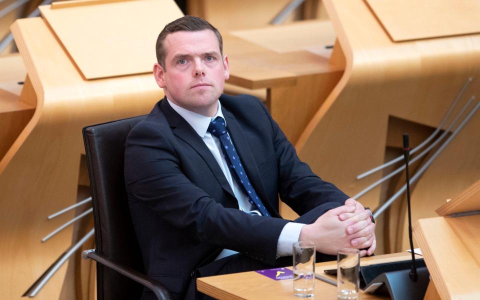 Scottish Conservative leader Douglas Ross in the main chamber as members elect Scotland's First Minister at Holyrood - PA