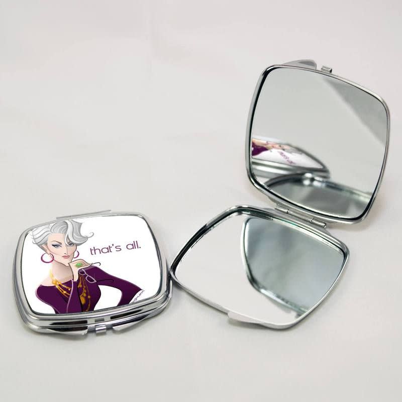 <p><strong>Huntees</strong></p><p>huntees.com</p><p><strong>$15.00</strong></p><p><a href="https://huntees.com/collections/compact-mirror/products/thats-all-compact-mirror" rel="nofollow noopener" target="_blank" data-ylk="slk:Shop Now;elm:context_link;itc:0;sec:content-canvas" class="link ">Shop Now</a></p><p>Meryl Streep's ice cold character from The Devil Wears Prada is immortalized on this silvertone metal mirror. Featuring an illustration by Glen Hanson with one of the character's most memorable lines, it's a great stocking stuffer for the makeup lover on your list.</p>