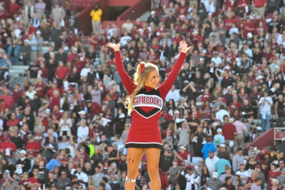 Ashley Steinberger cheered for the University of South Carolina during Southeast Conference football and basketball games.