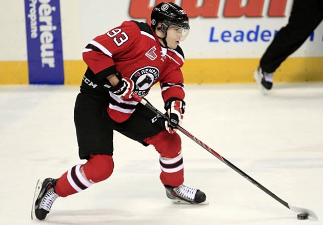 Quebec's Olivier Archambault scored three times and his teammate Nick Sorensen added three more in the Remparts' 6-3 win in Charlottetown. (Pascal Ratthe / Le Soleil)