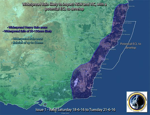 Rain predicted for South Coast, Central Coast and North Coast of NSW. Photo: Higgins Stormchasing