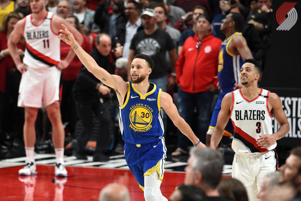 Warriors superstar Stephen Curry scored a game-high 37 points in the close-out victory. (Getty Images)