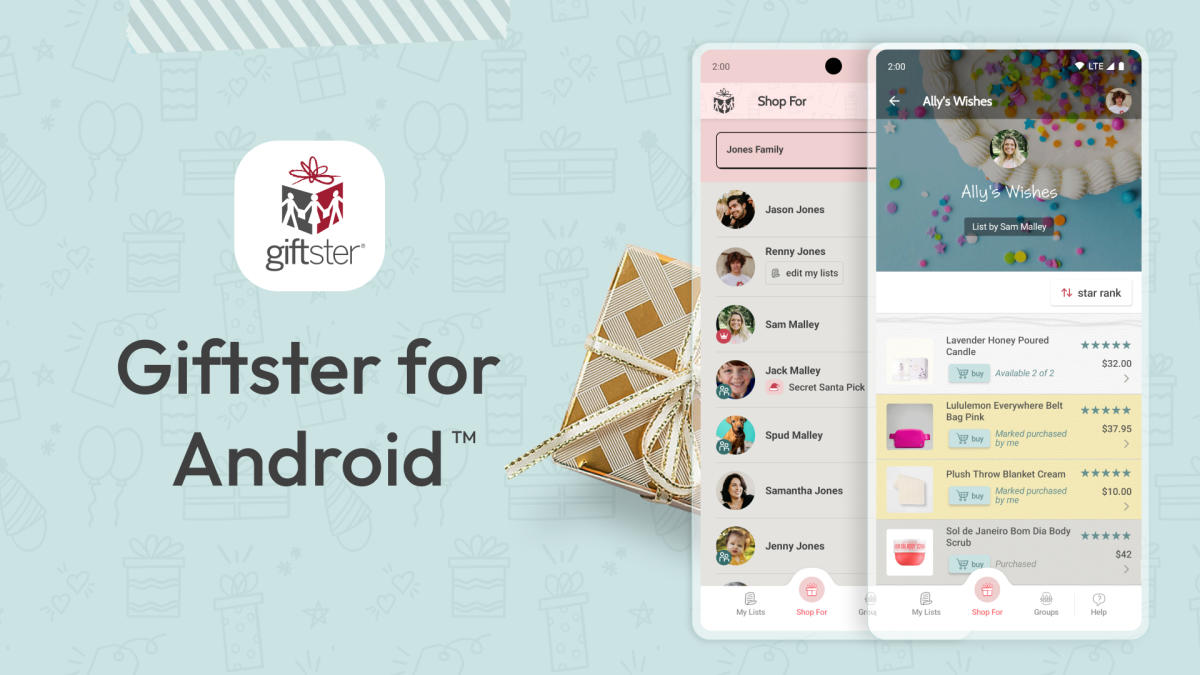 Giftster announces brand new app for Android phones and tablets to share gift wish lists with family