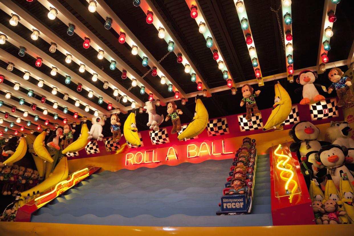 Pittsburgh, Pennsylvania, USA - July 26, 2011: Roll A Ball game booth at Kennywood, an amusement park founded in 1898.