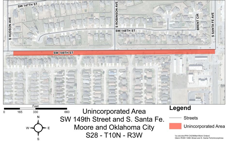 Oklahoma City Council members voted in favor of annexing about 2,600 feet of SW 149 along the boundary of Moore, which is a mile west of the Target and Walmart in the Fritt's Farm shopping area off Interstate 35.