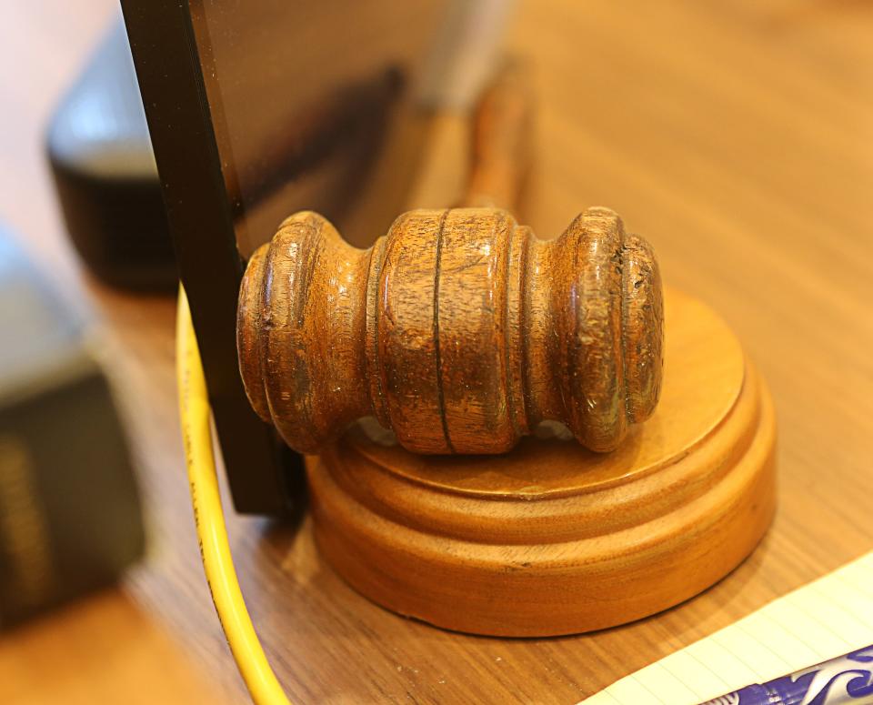 A gavel sits on the bench inside Courtroom 7A at the Leonard L. Williams Justice Center in Wilmington.