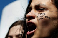 <p>Youths take part in a National School Walkout anti-gun march in Washington Square Park in Manhattan, New York City, April 20, 2018. (Photo: Brendan McDermid/Reuters) </p>