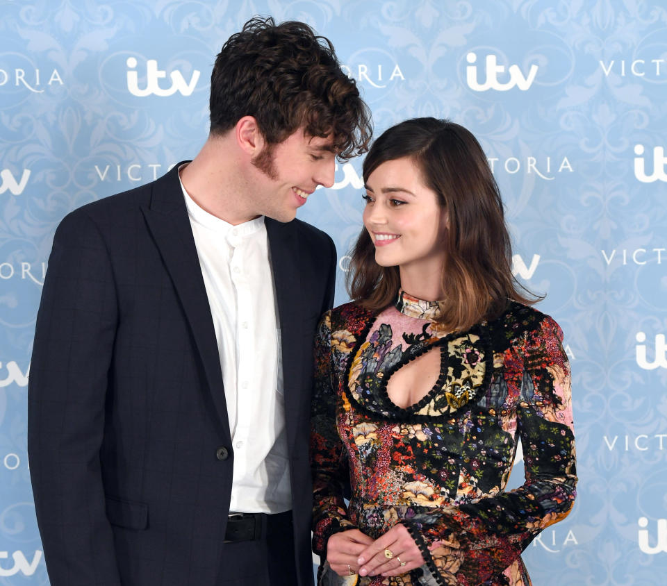 Tom Hughes and Jenna Coleman attend the 'Victoria' Season 2 press screening at the Ham Yard Hotel on August 24, 2017 in London, England.  (Photo by Karwai Tang/WireImage)