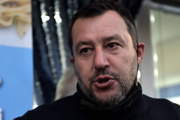 ROME, ITALY - OCTOBER 11: Lega Nord leader Matteo Salvini meets citizens and shopkeepers during his visit in Torre Angela suburb to support mayoral candidate Enrico Michetti and Municipal Council VI candidate Nicola Franco for the second round of voting on 17 and 18 October, on October 11, 2021 in Rome, Italy. The mayoral elections in Italy's major cities including Rome, Milan, Turin and Naples - previously due to be held between 15 April and 15 June -will be held between 15 September and 15 October, according to a decree approved by the cabinet due to the Coronavirus pandemic. (Photo by Simona Granati - Corbis/Corbis via Getty Images) (Photo: Simona Granati - Corbis via Getty Images)