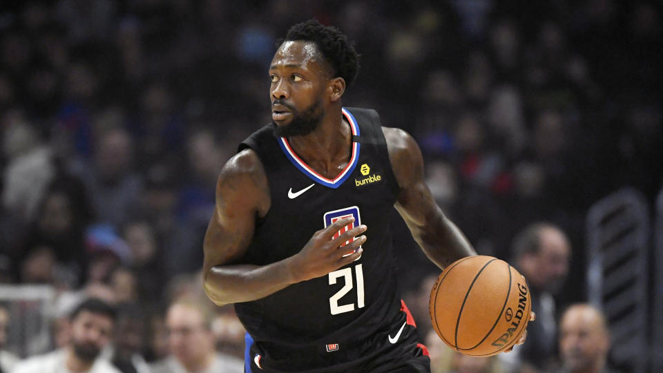 Los Angeles Clippers guard Patrick Beverley dribbles during the first half of an NBA basketball game against the Golden State Warriors Friday, Jan. 10, 2020, in Los Angeles. (AP Photo/Mark J. Terrill)