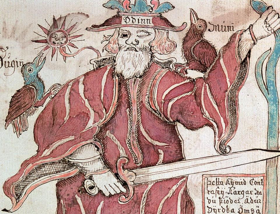 Una pintura de Odin que está en la Biblioteca de Dinamarca.