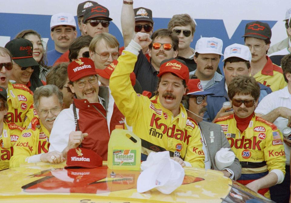 Ernie Irvan's checkered career included this Victory Lane scene following the 1991 Daytona 500.