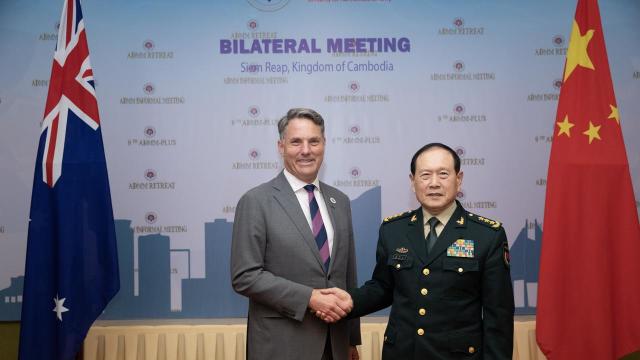 Defence Minister Richard Marles met with his Chinese counterpart General Wei Feng late last year. Picture: Supplied/Kym Smith/ADF