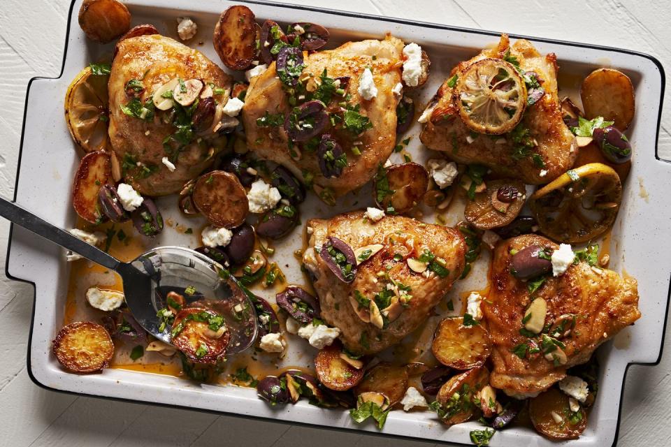 Lemony Chicken & Potatoes With Feta