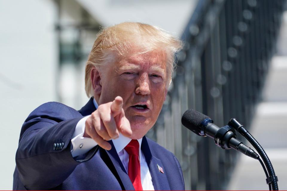 Donald Trump has launched an extraordinary defence of racist comments he made about four Democratic congresswoman, saying he “did not care” if white nationalists found common cause with him.In language perhaps never before used in public comments at the White House, the president doubled down on a series of attacks he had made on the four women of colour – three of whom were born in the US and one who moved here 20 years ago as a refugee from Somalia. He previously told the four to “go back home”.“As far as I’m concerned, if you hate our country, if you’re not happy here, you can leave,” Mr Trump said at an event intended to celebrate US manufacturing, denying that a series of tweets he had posted over the weekend and on Monday morning had been racist.Mr Trump was asked by a member of the media if it concerned him that many people considered his tweets racist and that “white nationalist groups are finding common cause with you”.He replied: “It doesn’t concern me because many people agree with me. All I’m saying, they want to leave, they can leave. Now, it doesn’t say leave forever. It says leave if you want.”In what appeared to be a deliberate political strategy intended to rally his base as he campaigns for re-election, Mr Trump has been targeting the four Democratic congresswomen – Alexandria Ocasio-Cortez, Ilhan Omar, Ayanna Pressley and Rashida Tlaib. They have all been critical of both him and current Democratic House leaders.On Friday, Mr Trump said he did not know where these women “come from”. He then posted a series of tweets saying they should “go back home”. He tweeted: “Why don’t they go back and help fix the totally broken and crime infested places from which they came. Then come back and show us how ... it is done.”Only a handful of Republicans have condemned Mr Trump’s language, with most being noticeable in their silence. Senator Lindsey Graham attacked the women as “socialist” and “antisemitic”, though he also called on the president not to make such personal attacks.In his White House press conference, Mr Trump also echoed earlier false claims that Ms Omar is an Al Qaeda sympathiser. He criticised her for “being from Somalia”, adding that she “hates Jews” and “loves Al Qaeda”.On Monday, Democrats in congress moved to formally censure Mr Trump’s attacks on the four congresswomen.“The House cannot allow the president’s characterisation of immigrants to our country to stand,” said House speaker Nancy Pelosi.“Our Republican colleagues must join us in condemning the president’s xenophobic tweets.”Mr Trump also defended the use of mass raids aimed at rounding up immigrants as “very successful”. With few details of the raids made public so far, the statement is difficult to verify. Immigrants and campaigners had been braced for a large number of arrests, but there have only been reports of low-profile operations in a few cities over the weekend.“The ICE (Immigration and Customs Enforcement) raids were very successful,” Mr Trump said. “People came into our country illegally ... Many were felons. Many were convicted of crimes.“Many, many were taken out on Sunday – you just didn’t know about it. It was a very successful day but you didn’t see a lot of it. Every person taken out had papers and we had court orders.”He offered no evidence to back up his claim.In terms of actual raids, New York mayor Bill de Blasio said there were three ICE operations in his city on Saturday. There were also unconfirmed reports of ICE action in Denver and Miami.The removal operations are designed to deter an increase in Central American families seeking asylum in the United States, with many fleeing poverty and gang violence in their home countries in recent months.On Monday, the Trump administration said it was implementing new rules for immigrants seeking asylum, requiring them to first seek protection from a third country such as Mexico.A statement jointly issued by the Department of Homeland Security and Department of Justice said the interim rule would set a “new bar” for immigrants “by placing further restrictions or limitations on eligibility for aliens who seek asylum in the United States”.The American Civil Liberties Union (ACLU) called the new rule “patently unlawful” and vowed to file a lawsuit.Associated Press contributed to this report
