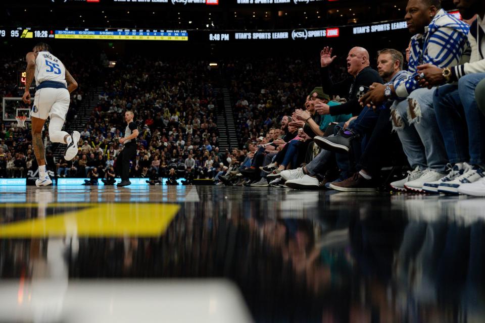 The crowd reacts during the NBA basketball game between the Utah Jazz and the Dallas Mavericks at the Delta Center in Salt Lake City on Monday, Jan. 1, 2024. | Megan Nielsen, Deseret News