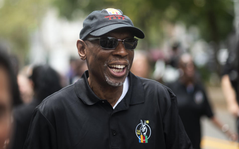 Geoffrey Canada, president of the Harlem Children's Zone in Harlem, takes part in the 25th Annual Children's March for Peace on August 7, 2019 in New York City. (Photo by Johannes EISELE / AFP) (Photo by JOHANNES EISELE/AFP via Getty Images)