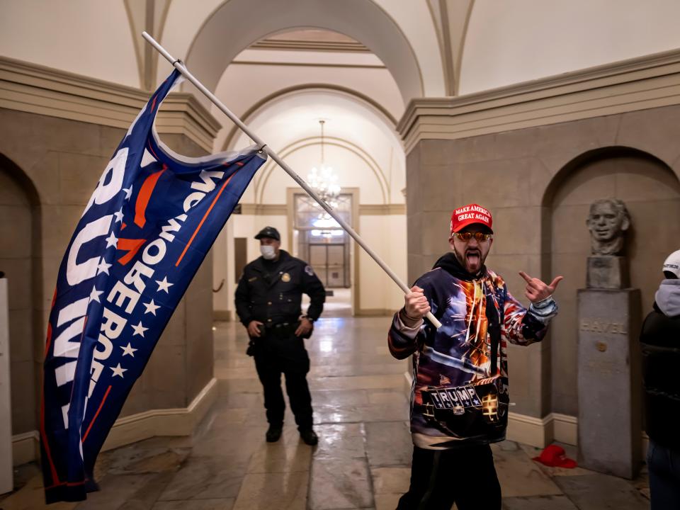 Supporters of US President Donald Trump protest inside the US Capitol on January 6, 2021, in Washington, DC