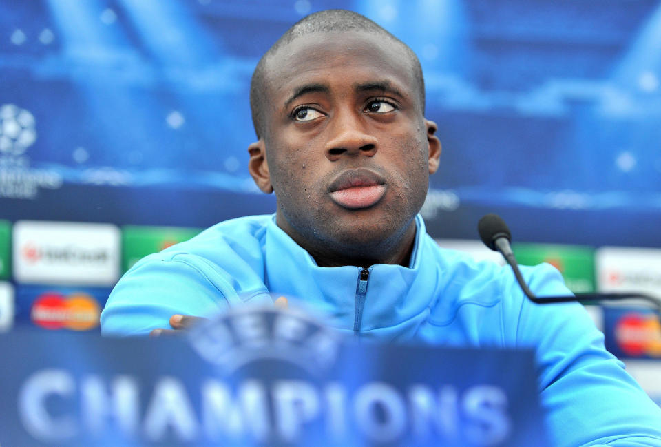 Manchester City's Yaya Toure speaks during a press conference at Carrington Training Ground, Manchester.