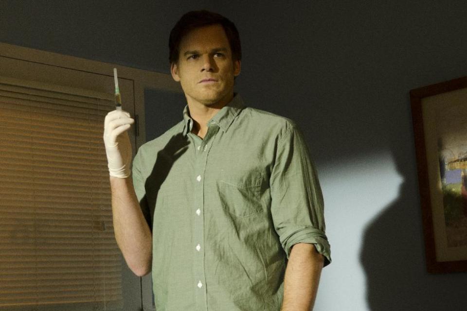 This undated publicity image released by Showtime shows Michael C. Hall as Dexter Morgan in a scene from "Dexter." The final episode airs Sunday, Sept. 22, at 9 p.m. EST on Showtime. (AP Photo/Showtime, Randy Tepper)