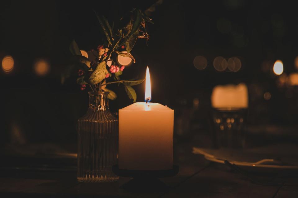 <p>Set a super romantic mood by shutting off all the lights for the evening and doing everything by candlelight. Cell phone flashlights aren't allowed either!</p><p><a class="link " href="https://www.amazon.com/SRG-Ivory-Unscented-Votive-Candles/dp/B00WV2W5NU/?tag=syn-yahoo-20&ascsubtag=%5Bartid%7C10050.g.30445302%5Bsrc%7Cyahoo-us" rel="nofollow noopener" target="_blank" data-ylk="slk:SHOP CANDLES;elm:context_link;itc:0;sec:content-canvas">SHOP CANDLES</a></p>