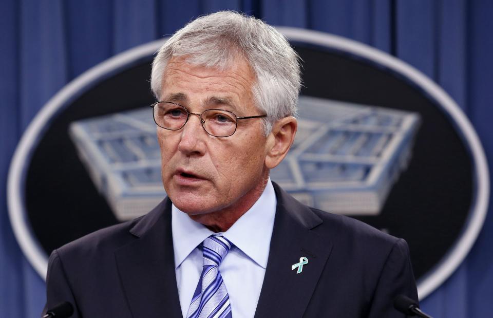 En 2014, el entonces secretario de Defensa Chuck Hagel habló sobre prevención del asalto sexual en las fuerzas armadas. (Reuters)