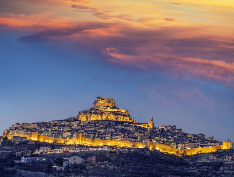 morella sunset village skyline maestrazgo of castellon spain