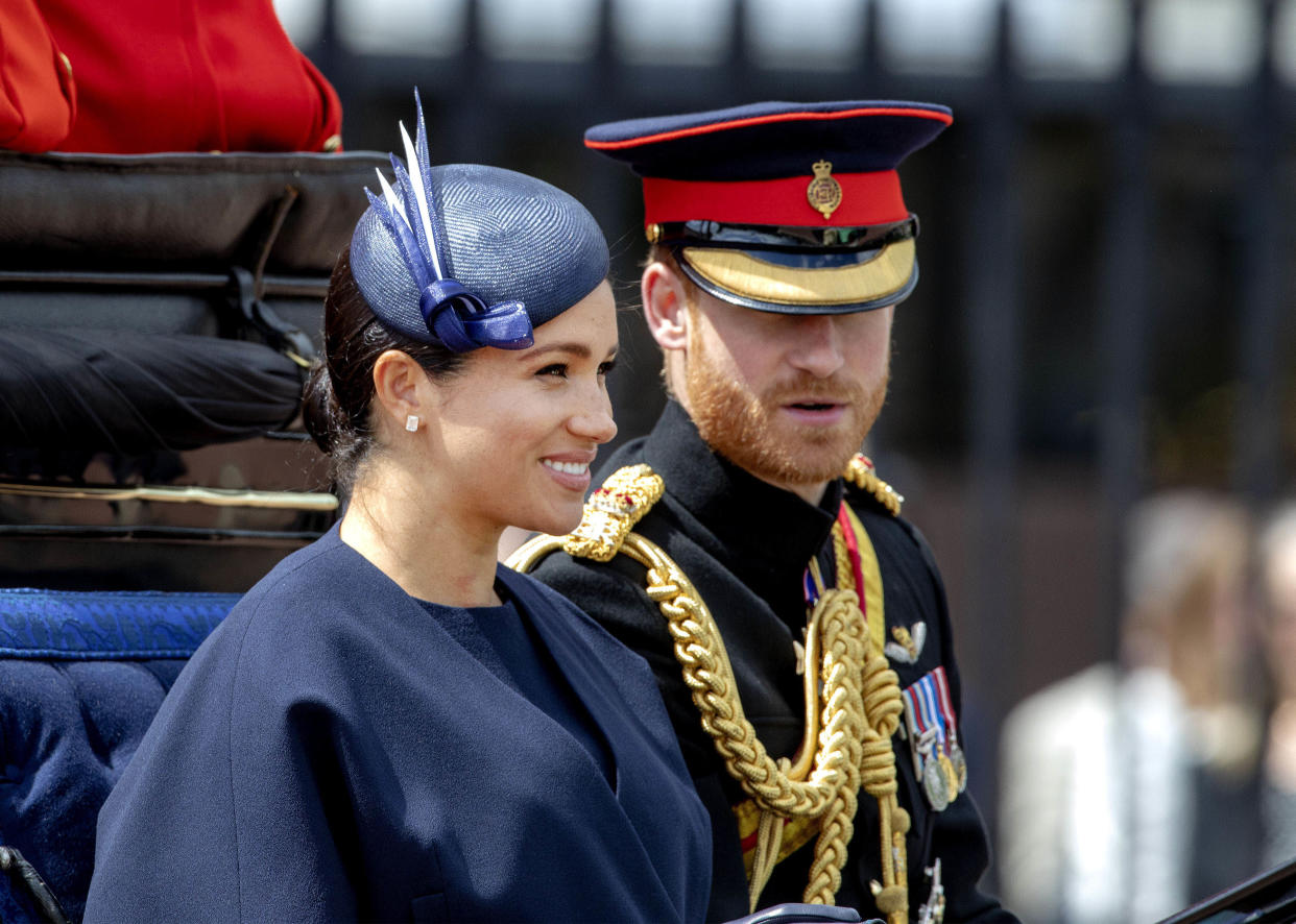  08-06-2019 England The ceremony of the Trooping the Colour, marking the monarch's official birthday, in London.Prince Harry, Duke of Sussex, Meghan, Duchess of Sussex ( PPE/Nieboer /Sipa USA) 