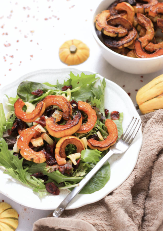 <p>Dish by Dish</p><p>An all-rounded fall salad perfect for the holidays: sweet dried cranberries and roasted delicata squash, spicy paprika and chili flakes, creamy gouda and fresh, crunchy greens.</p><p><strong>Get the recipe: <a href="https://www.dishbydish.net/roasted-delicata-squash-salad/" rel="nofollow noopener" target="_blank" data-ylk="slk:Roasted Delicata Squash Salad;elm:context_link;itc:0;sec:content-canvas" class="link ">Roasted Delicata Squash Salad</a></strong></p><p><strong>Related: 40 <a href="https://parade.com/1385140/felicialim/delicata-squash-recipes/" rel="nofollow noopener" target="_blank" data-ylk="slk:Stunning Delicata Squash Recipes from Salads to Soups;elm:context_link;itc:0;sec:content-canvas" class="link ">Stunning Delicata Squash Recipes from Salads to Soups</a></strong></p>