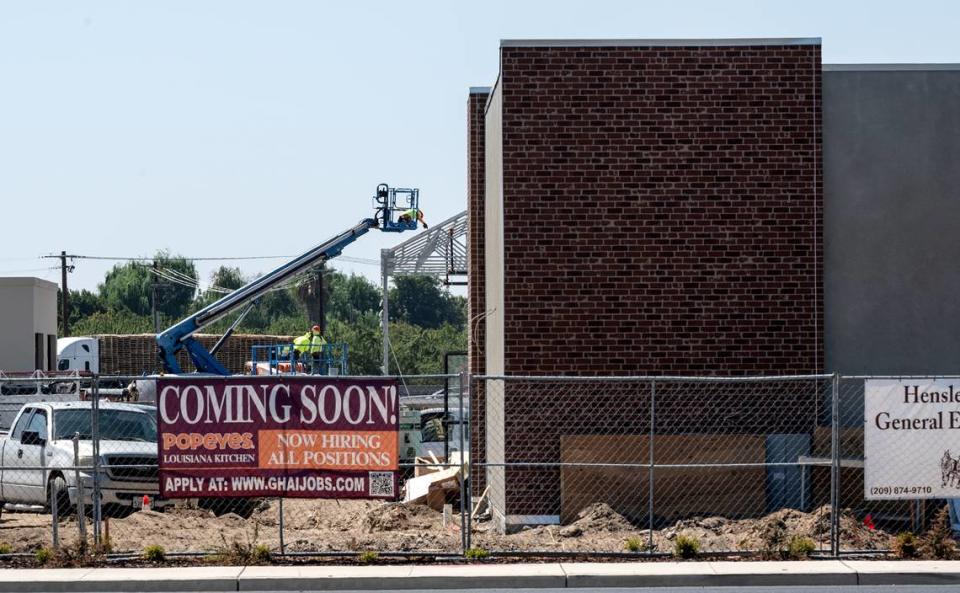 Popeyes restaurant is under construction at Ceres Gateway center in Ceres, Calif., Tuesday, August 29, 2023.