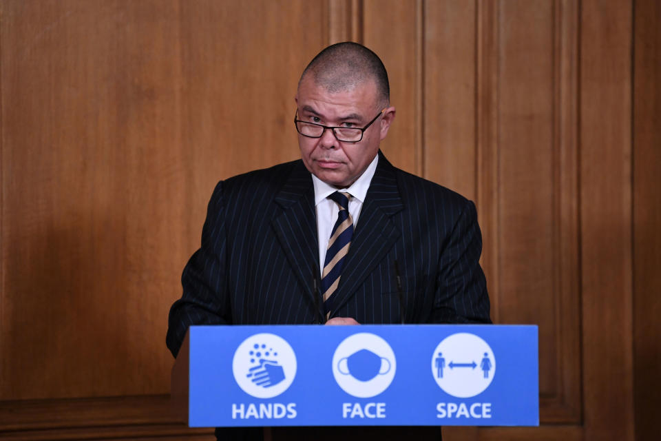 LONDON, ENGLAND - NOVEMBER 16: Deputy Chief Medical Officer for England Jonathan Van-Tam attends a virtual press conference on the latest coronavirus (COVID-19) developments at Downing Street on November 16, 2020 in London, England. UK Health Secretary, Matt Hancock hosts today's virtual press conference on Coronavirus as the Prime Minister Boris Johnson and five other MPs are self-isolating.  The five MPs and two aides met with MP Lee Anderson who has subsequently tested positive for Covid-19.  (Photo by Stefan Rousseau - WPA Pool/Getty Images)