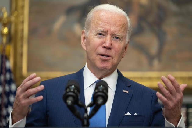 President Joe Biden told reporters on Thursday he’s nearing a decision on student loan debt. (Photo: JIM WATSON via Getty Images)