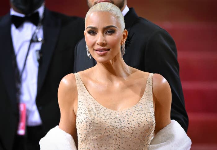 Kim Kardashian wearing Marilyn Monroe's dress at the 2022 Met Gala