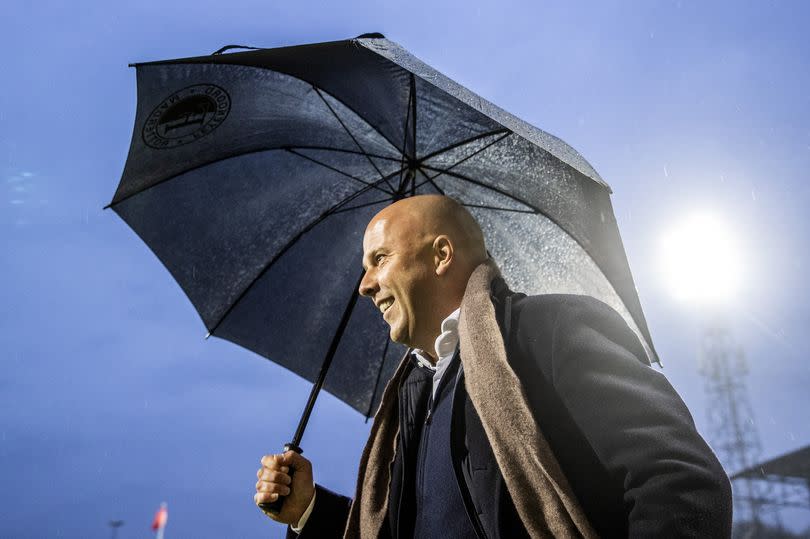 Feyenoord coach Arne Slot during the Dutch Eredivisie match between Go Ahead Eagles and Feyenoord Rotterdam in De Adelaarshorst on April 25, 2024 in Deventer, Netherlands.