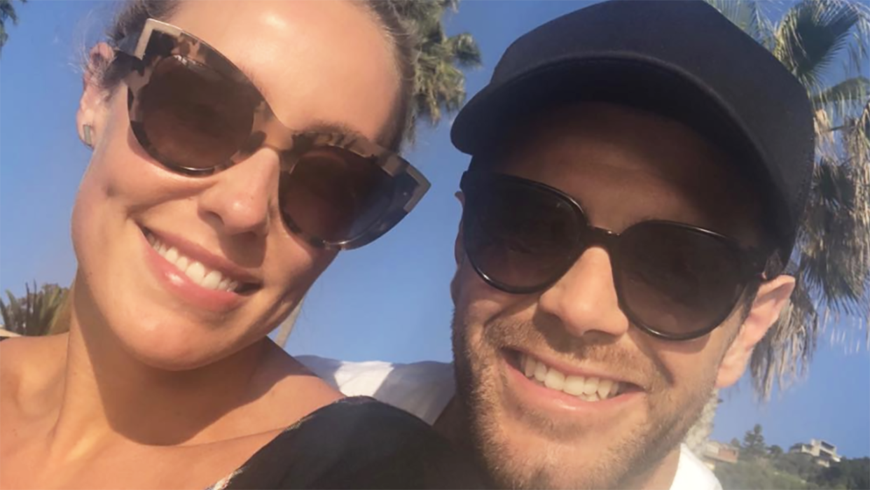 Brooke and Trent Cotchin are pictured in a selfie from Instagram.