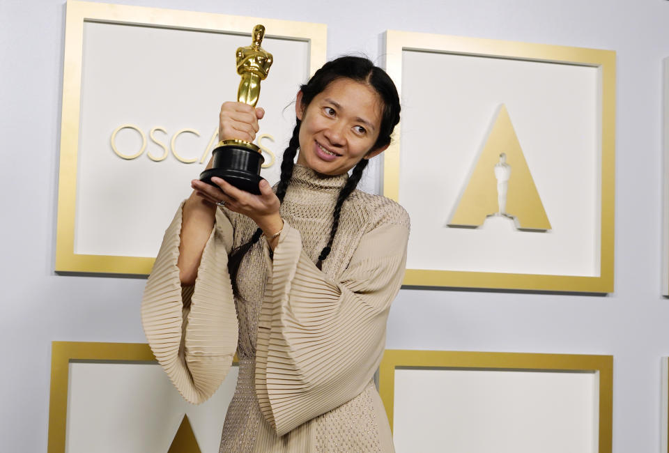 LOS ANGELES, CALIFORNIA - APRIL 25: Director/Producer Chloe Zhao, winner of Best Picture for 